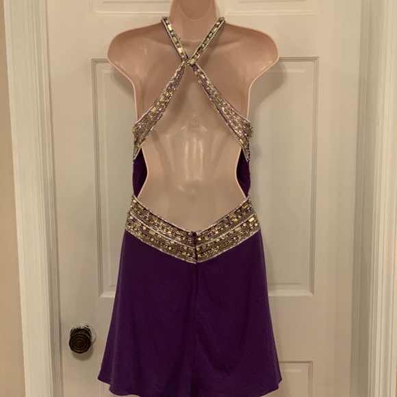 Terani Couture short bead keyhole purple dress - Picture 5 of 10